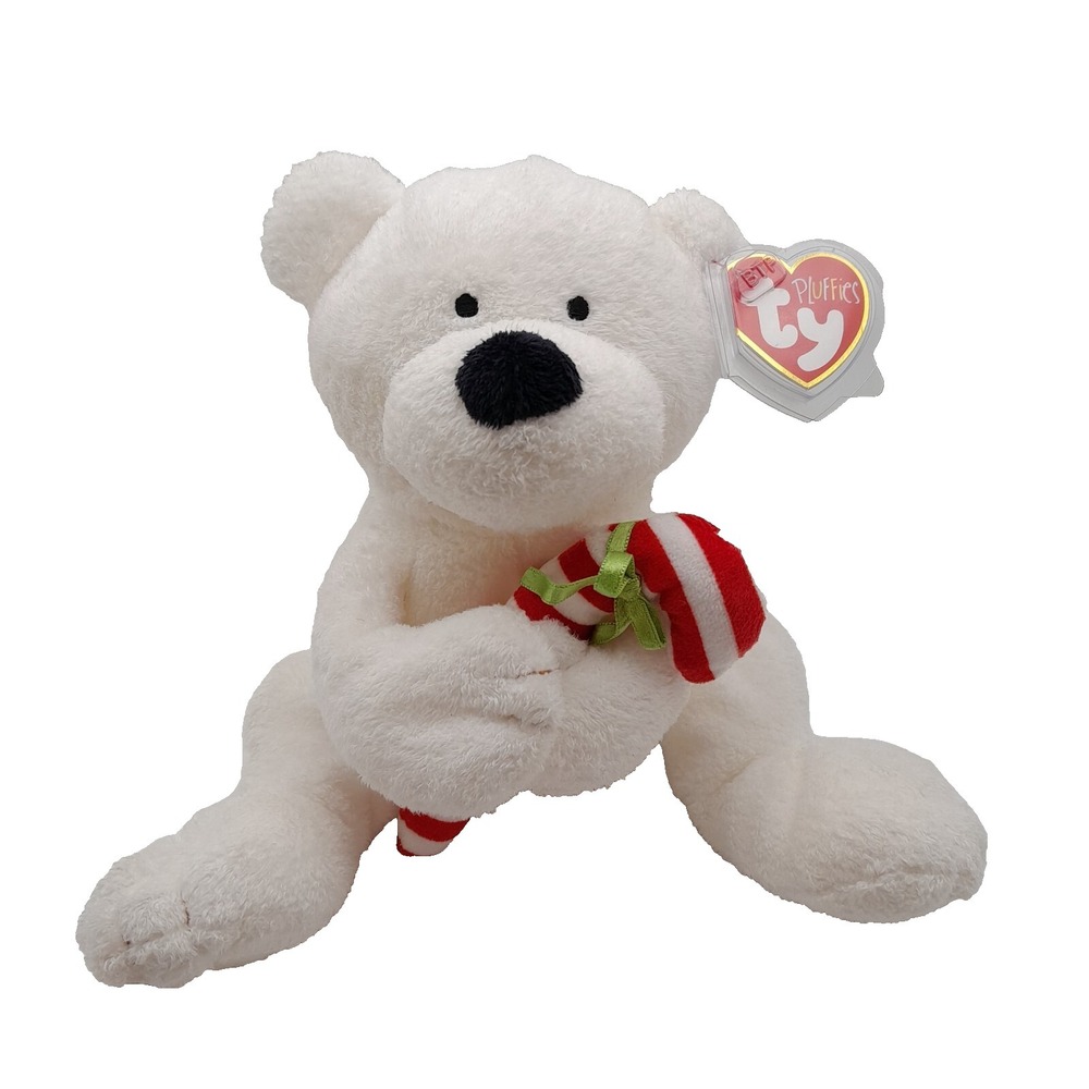 TY Pluffies CANDY CANE the Bear Plush (8 inch) MWMTs Stuffed Animal Toy